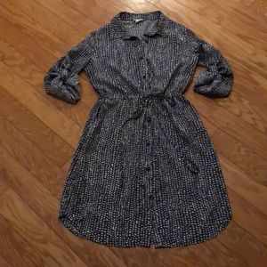 Madison Jules 3/4 Sleeve Button Up Dress Sz M
